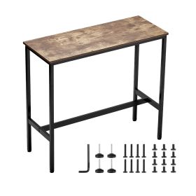 Bar Table, Sturdy Metal Frame High Top Pub Table, Narrow Long Kitchen Dining, Cocktail Counter Bar Height Desk, Easy to Assemble,39x16x35.5 in