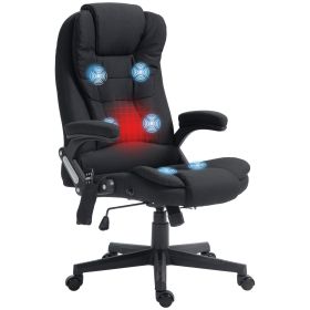 HOMCOM Linen Vibrating Massage Heat Office Chair High Back Recliner Padded Armrests Remote Control Black