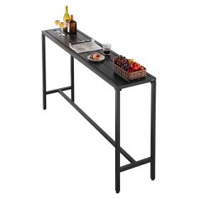 Outdoor Bar Table, 63 x 15 in Patio Bar Table, Waterproof Top & Sturdy Metal Frame, Rectangle Counter Height Dining Tables