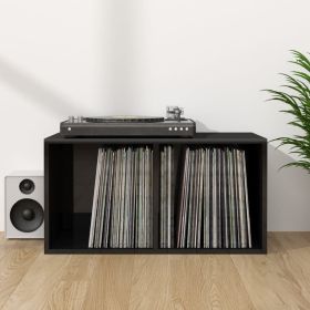 Vinyl Storage Box High Gloss Black 28" x 13.4" x 14.2" Engineered Wood