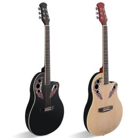 41 inch Cutawary Round Back Acoustic Guitar Spruce Top Grape Hole Black