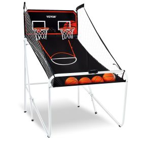 Foldable Basketball Arcade Game, 2 Player Indoor Basketball Game, Home Dual Shot Sport with 4 Balls, 8 Game Modes, Electronic Scoreboard