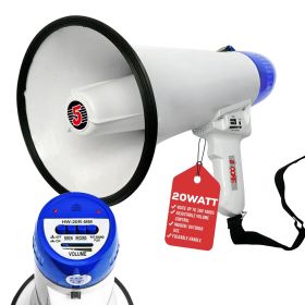 5 Core Megaphone Bullhorn Speaker 20W Bull Horn Battery Power Cheer Megafono 300 Meters Range Loudspeaker W Siren Recording Ergonomic Handle for