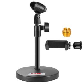 5Core 3n1 Mic Stand Desk Adjustable Table Microphone Stands w Phone Holder Mic Clip