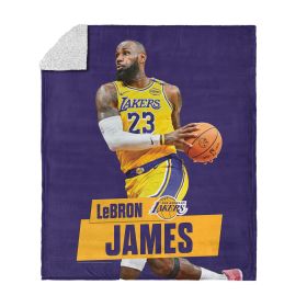 Los Angeles Lakers NBA Lebron James Silk Touch Sherpa Throw Blanket 50 x 60 inches