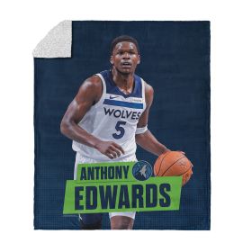 Minnesota Timberwolves NBA Anthony Edwards Silk Touch Sherpa Throw Blanket 50 x 60 inches