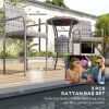 3 Pieces Patio Bar Set, Rattan Bistro Table and Chairs, Outdoor Conversation Furniture Set with Ice Bucket, Mixed Grey