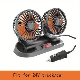USB; 12V; 24V; Rotatable Vehicle-mounted Fan For Truck/ Car /Touring Car Universal Double-head Fan (Color: 24V)