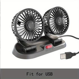 USB; 12V; 24V; Rotatable Vehicle-mounted Fan For Truck/ Car /Touring Car Universal Double-head Fan (Color: USB)