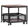 Mini Fridge Stand with Storage, 198 lbs Mini Fridge Table with Movable Storage Cart & Swivel Wheels, Beverage Refrigerator Stand for Coffee Bar