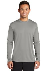 Port & Company Long Sleeve Performance Tee PC380LS (Color: Grey Concrete, size: S)
