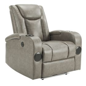 Recliner Sofa with Power Recline, Adjustable Split Back, USB Charging, Bluetooth Speakers & LED LightingRecliner Sofa with Power Recline (Main Material: PU Leather, Main Color: Brown)
