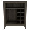 Future Bar Cabinet, Six Built-in Wine Rack, One Open Drawer, One Open Shelf, Carbon Espresso